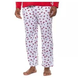 Life is Good Men's Santa Hat Pajama Pants Size XL Gray White Stripe Christmas